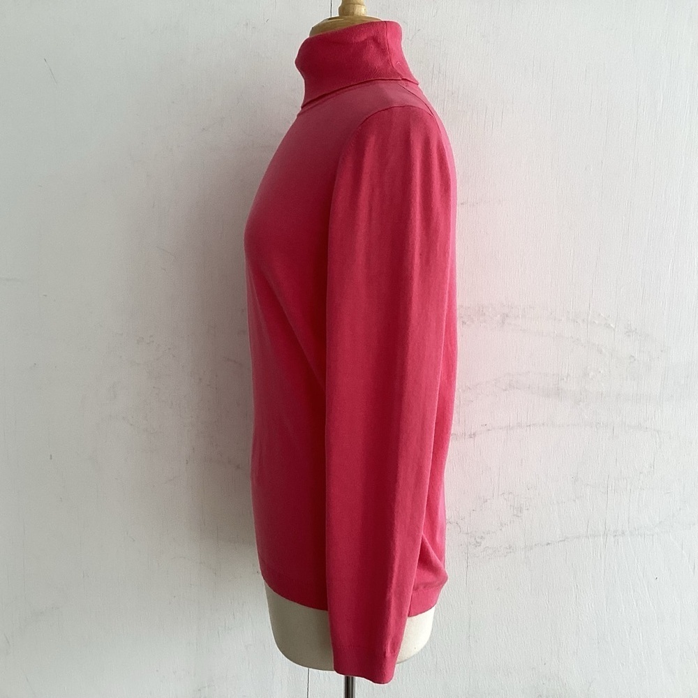 Talbots Coral / Rasberry Pink Cotton Blend Turtleneck Sweater Medium EUC - Picture 5 of 7